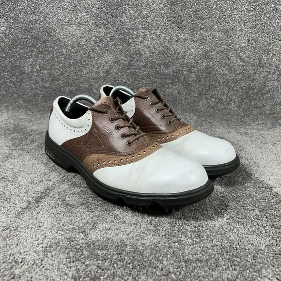 Ecco Hydromax Classic Oxford Men\'s Size 45 White Brown Leather Golf Shoes Used main image 11